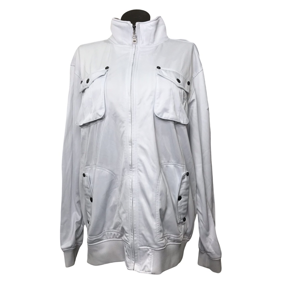 Victorius Mock Neck Jacket Women’s Size 2XL Color White Zip Up Multiple Pocket’s
